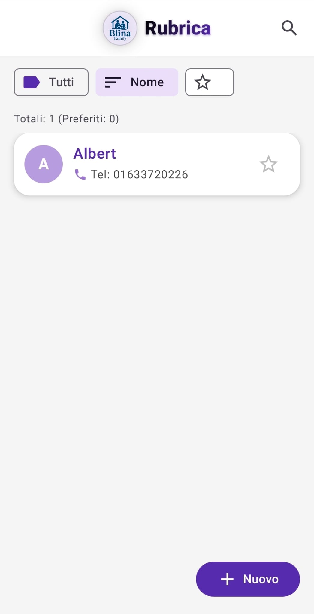 Blina Family — Rubrica contatti