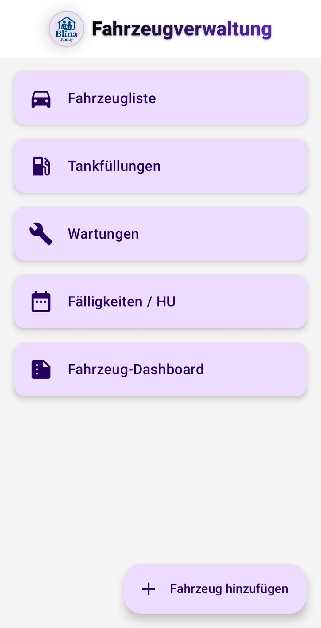 Blina Family — Fahrzeuge
