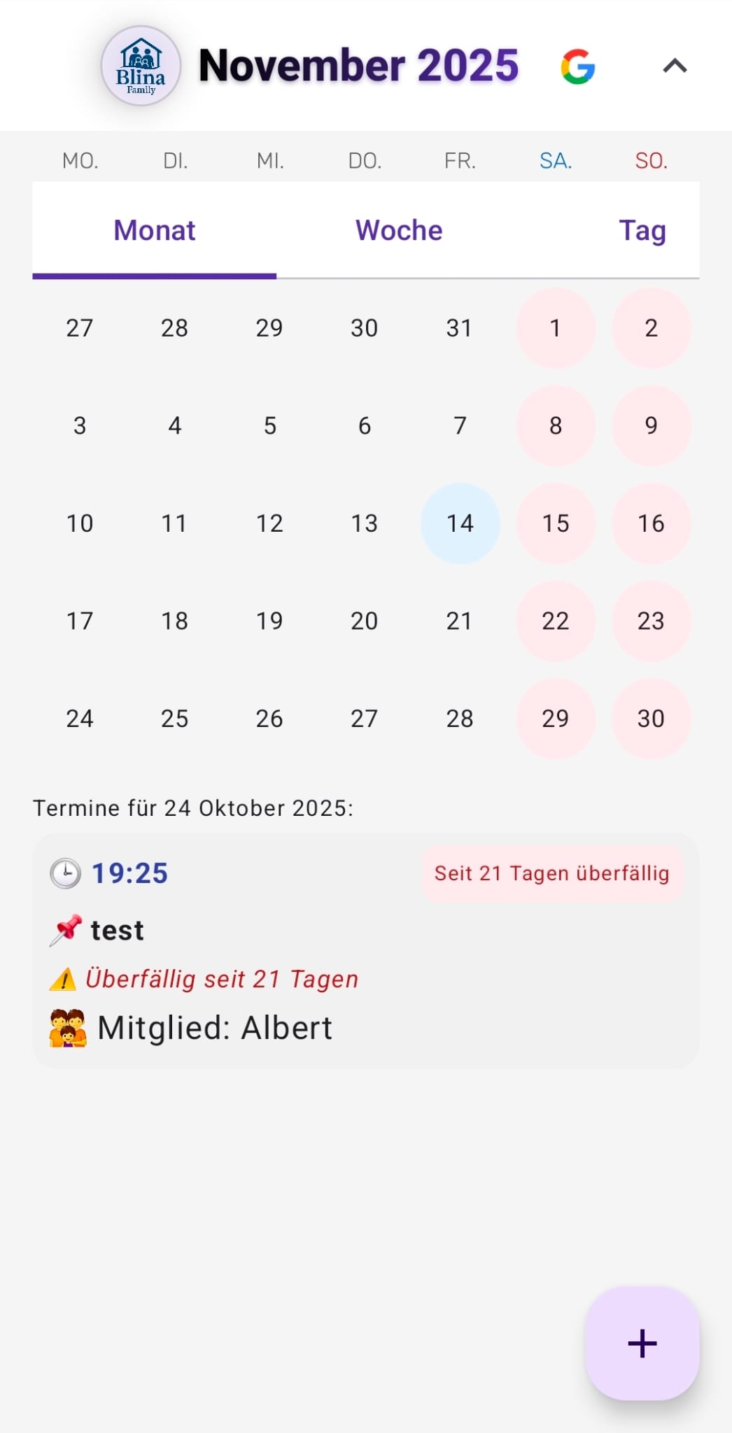 Blina Family — Kalender